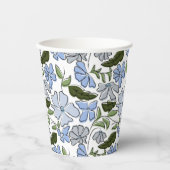 Blauwe Hand Getrokken Bloemblok Print Papieren Bekers (Voorkant)