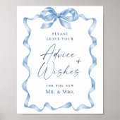 Blauwe Hand Getrokken Boog Advies en Wensen Trouwe Poster (Voorkant)