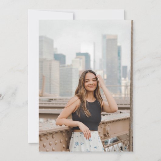 Blauwe Hand getrokken boog foto afstudeerfeest Kaart (Achterkant)