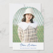 Blauwe Hand Getrokken Boog Foto Boog Afstudeerfees Kaart (Achterkant)