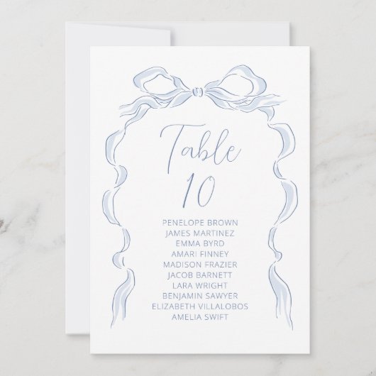 Blauwe Hand getrokken Bow Tafel Aantal zitplaatsen Kaart (Voorkant)