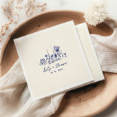 Blauwe Hand getrokken bruiloft Servet