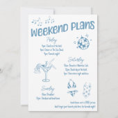 Blauwe Hand getrokken Disco Bachelorette Party Wee Kaart (Achterkant)