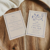 Blauwe Hand Getrokken Doodle Voedsel en Drink brui Kaart