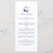 Blauwe Hand getrokken grillige bloem bruiloft Menu (Voorkant)