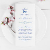 Blauwe Hand getrokken grillige bloem bruiloft Menu