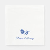 Blauwe Hand getrokken grillige bloem bruiloft Servet (Voorkant)