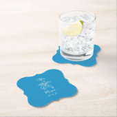 Blauwe Hand Getrokken Lemon Wedding Kartonnen Onderzetters (Insitu)