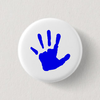 Blauwe handafdruk ronde button 3,2 cm