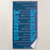 Blauwe handdoek met reservewas, speciaal aangepast (Voorkant)