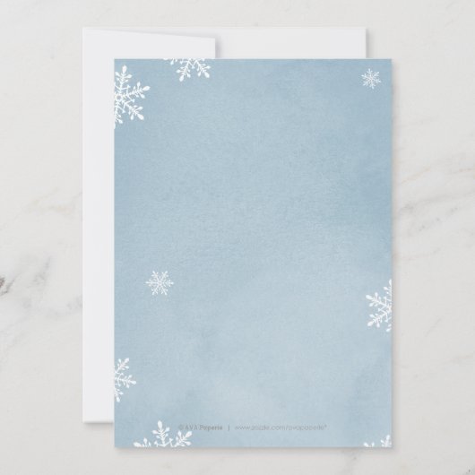 Blauwe handgeschreven kerstfeestdag kaart (Achterkant)