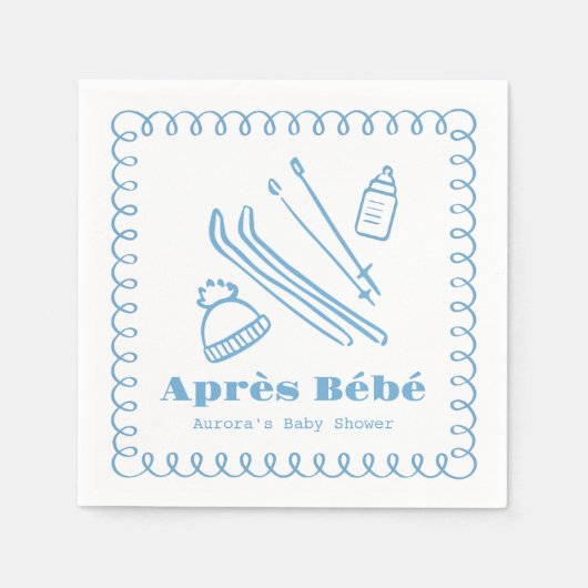 Blauwe handgetekende après bébé boy Baby shower Servet (Voorkant)