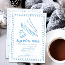 Blauwe handgetekende après ski vrijgezellenweekend
