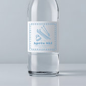 Blauwe handgetekende winteraprès ski bachelorette waterfles etiket