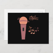 Blauwe handgetrokken microfoonmuzieknoten briefkaart (Voorkant / Achterkant)