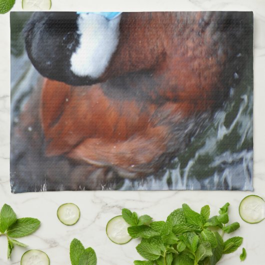 Blauwe handschoen keukenhanddoek (Gevouwen)