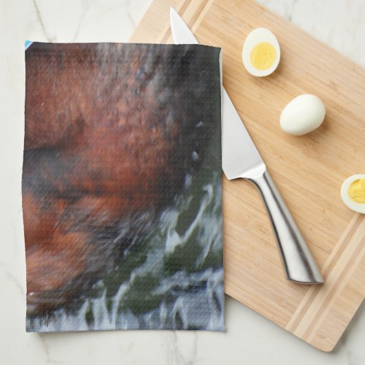 Blauwe handschoen keukenhanddoek (Quarter Fold)