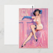 Blauwe handschoenen Pinup Briefkaart (Voorkant / Achterkant)