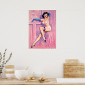 Blauwe handschoenen Pinup Poster (Keuken)