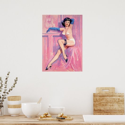 Blauwe handschoenen Pinup Poster (Keuken)