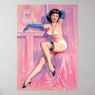 Blauwe handschoenen Pinup Poster