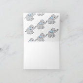 Blauwe handtekening Elephant Pattern Cartoon Bedankkaart (Binnen)