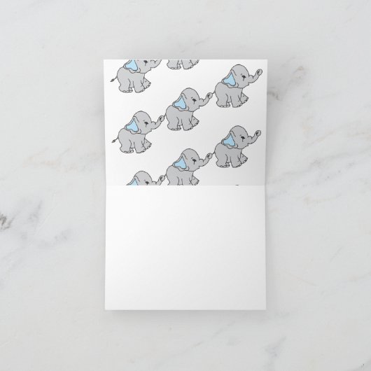 Blauwe handtekening Elephant Pattern Cartoon Bedankkaart (Binnen)