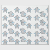Blauwe handtekening Elephant Pattern Cartoon Cadeaupapier (Vlak)
