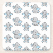 Blauwe handtekening Elephant Pattern Cartoon Kartonnen Onderzetters (Voorkant)