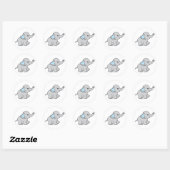 Blauwe handtekening Elephant Pattern Cartoon Ronde Sticker (Vel)