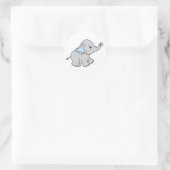 Blauwe handtekening Elephant Pattern Cartoon Ronde Sticker (Tas)