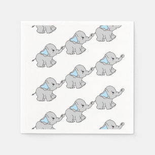 Blauwe handtekening Elephant Pattern Cartoon Servet