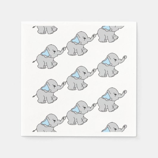 Blauwe handtekening Elephant Pattern Cartoon Servet (Voorkant)
