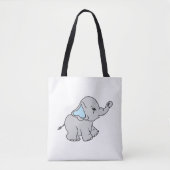 Blauwe handtekening Elephant Pattern Cartoon Tote Bag (Voorkant)