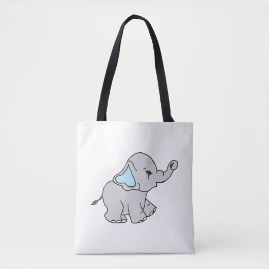 Blauwe handtekening Elephant Pattern Cartoon Tote Bag (Voorkant)