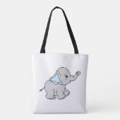Blauwe handtekening Elephant Pattern Cartoon Tote Bag (Achterkant)