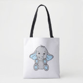 Blauwe handtekening Elephant Pattern Cartoon Tote Bag (Voorkant)