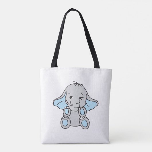Blauwe handtekening Elephant Pattern Cartoon Tote Bag (Achterkant)