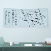 Blauwe handtekening Grote welkom op de bruiloft Spandoek (Beurs)
