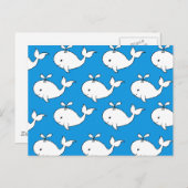 Blauwe handtekening walvisvispatronen Cartoon Briefkaart (Voorkant / Achterkant)