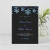 Blauwe Hangende Lichten en Sneeuwvlokken Zwarte Br Kaart (Staand voorkant)