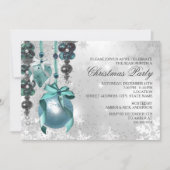 Blauwe hangende Ornamenten kerstfeest uitnodigen Kaart (Voorkant)