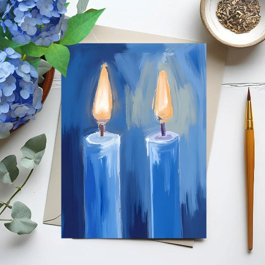 Blauwe Hanukakaarsen Feestdagenkaart
