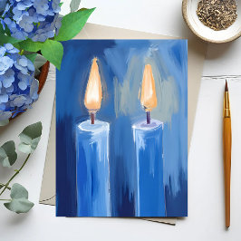 Blauwe Hanukakaarsen Feestdagenkaart