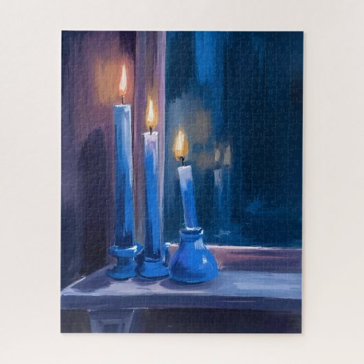 Blauwe Hanukakaarsen Waterverf Legpuzzel (Verticaal)