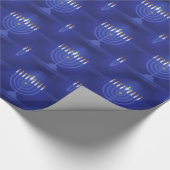 blauwe hanukka cadeaupapier (Hoek)