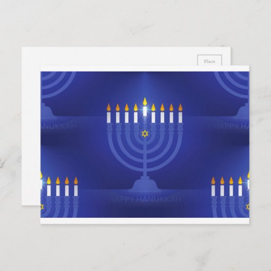 blauwe hanukka feestdagenkaart (Voorkant / Achterkant)