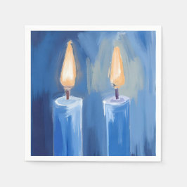 Blauwe Hanukka Kaarsen Aquarel Vakantie Servet