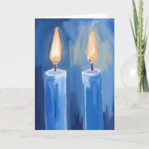 Blauwe Hanukka Kaarsen Feestdagen Kaart