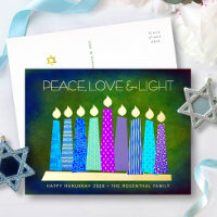 Blauwe Hanukka Kaarsen Vrede Liefde Licht Echt Gou